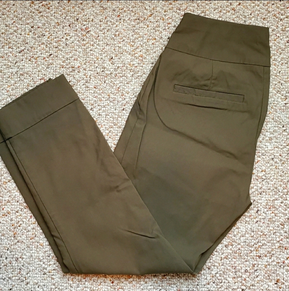 Olive Green Super Stretchy Cropped Dress Pants